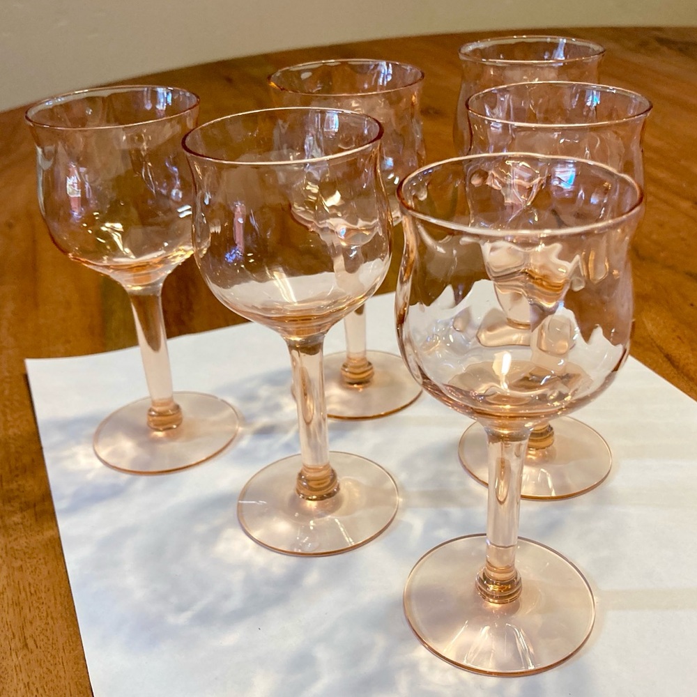 Pink Depression Cordial Glasses, set of 6